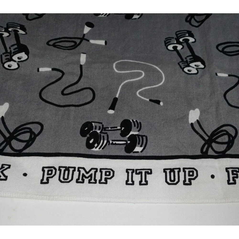 Feel The Burn Workout Fitness Bandana with Jump Ropes Weights Pump It Up Gray